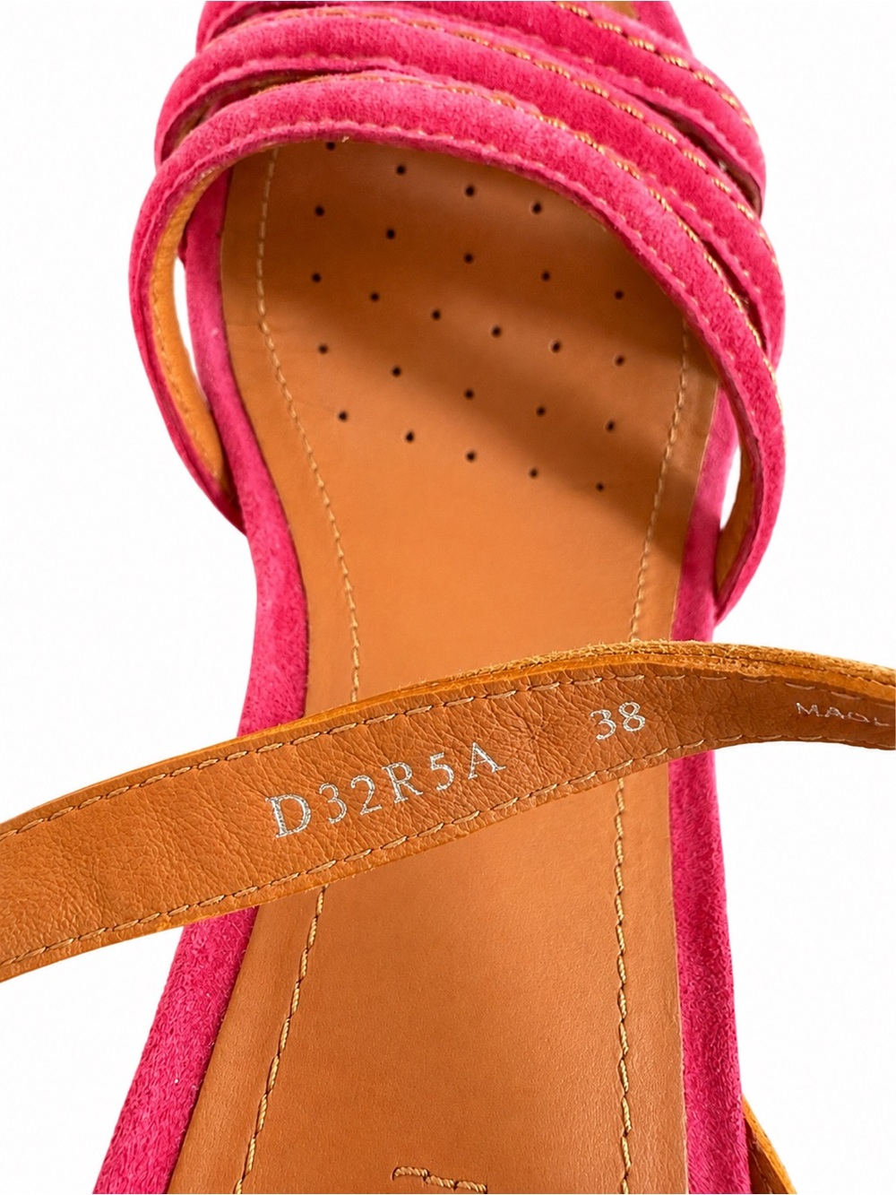 Geox D Divinity A Fuchsia & Tan Suede Block Heel Sandals EU 38 - Picture 5 of 6
